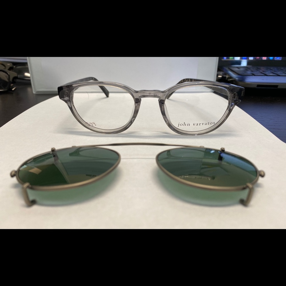 John Varvatos eyeglasses with sunglasses clip